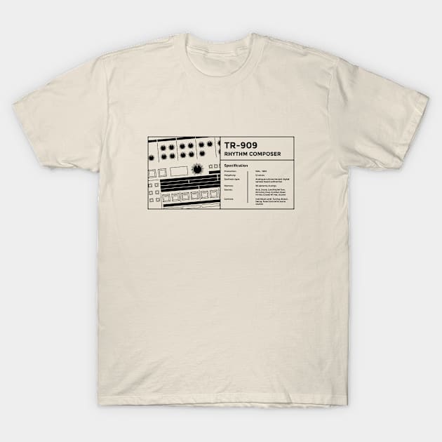 909 Drum Machine for Dawless Beatmaker and Musician T-Shirt by Atomic Malibu